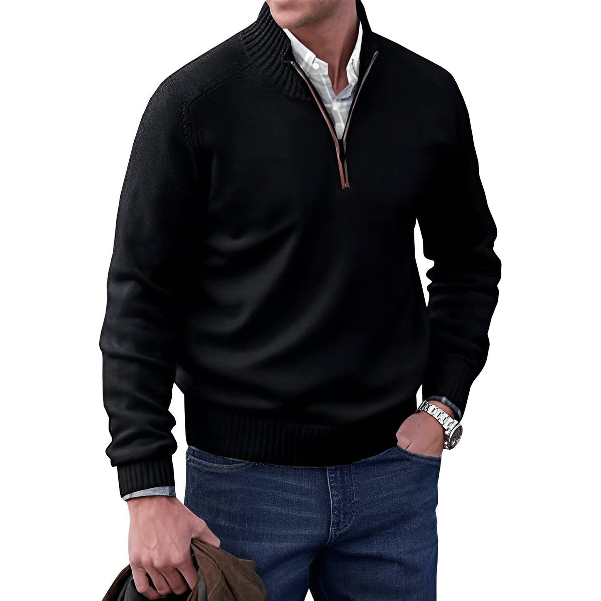 Hommes | Classic Quarter-Zip Knit Pullover Sweater