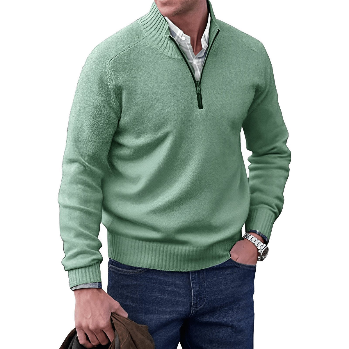 Hommes | Classic Quarter-Zip Knit Pullover Sweater