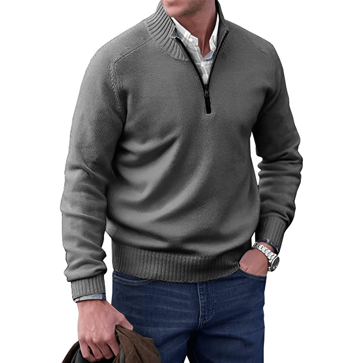 Hommes | Classic Quarter-Zip Knit Pullover Sweater