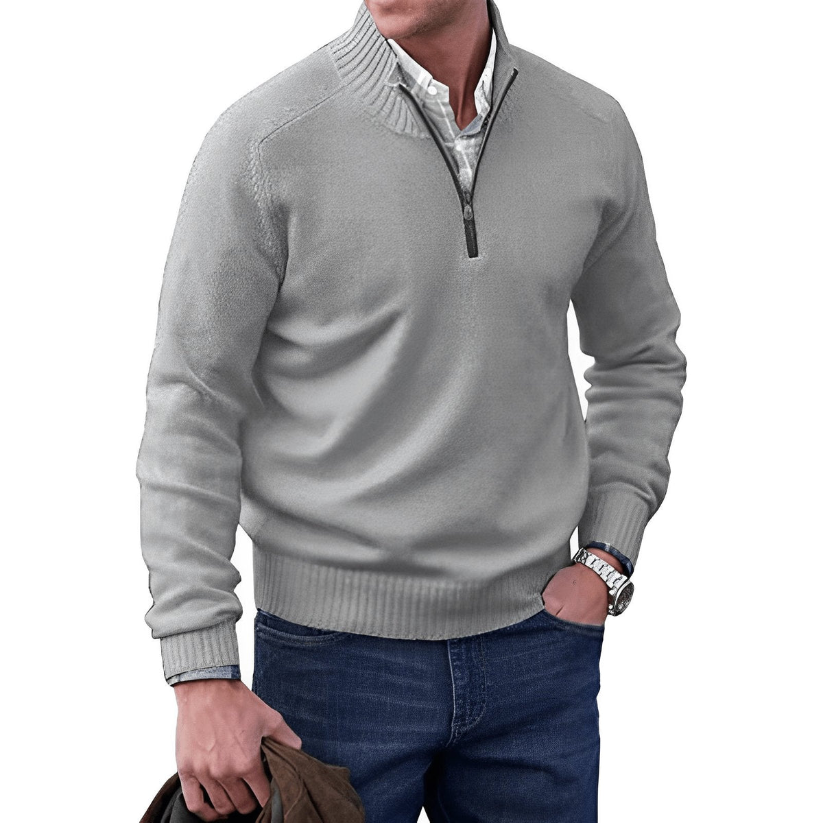 Hommes | Classic Quarter-Zip Knit Pullover Sweater