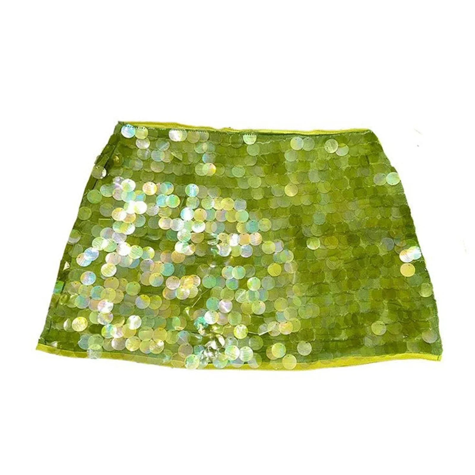Nayelle | Sequin Mini Skirt for Women - Glitter Sparkling High Waist Regular Elegant Fit-Women's Skirt-Green-S-Camoufit