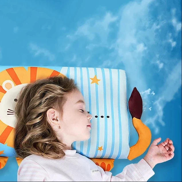Baby Cooling Memory Foam Bed Pillow for Sleeping - Ergonomic Adjustable Toddler Pillow for Back & Side Sleepers with Breathable Cool Cover