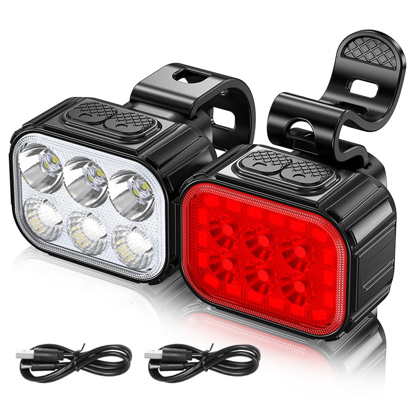 Pro LED Bike Lights Set – Rechargeable Front & Rear Bicycle Lights, 500 Lumen, 8 Modes, USB-C