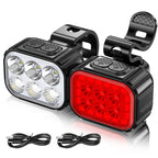 Pro LED Bike Lights Set – Rechargeable Front & Rear Bicycle Lights, 500 Lumen, 8 Modes, USB-C