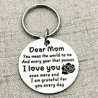 Stainless Steel 'Dear Mom I Love You' Keychain - Engraved Message Keyring, Sentimental Keepsake Gift for Mom on Mother's Day, Birthday & Christmas