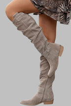 Bersh | Women's Slouchy Knee High Boots - Block Heel Tall Boots