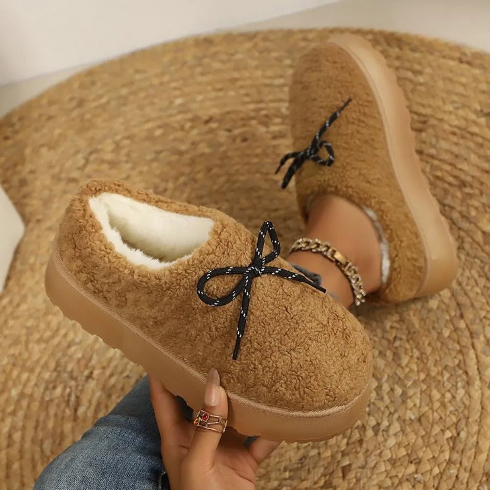 Zahara | Women's Warm Plush Cotton Ankle Boots - Soft Sole Fleece Snow Shoes & Outdoor Slippers