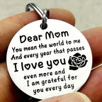 Stainless Steel 'Dear Mom I Love You' Keychain - Engraved Message Keyring, Sentimental Keepsake Gift for Mom on Mother's Day, Birthday & Christmas