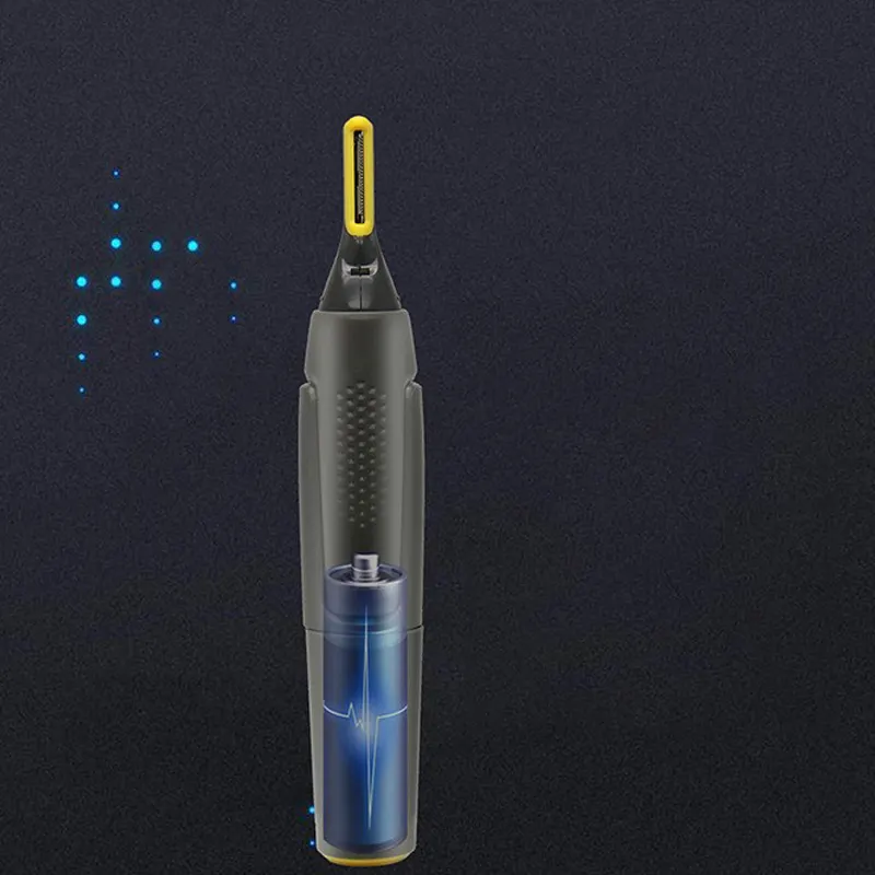 Cordless trimmer with bright yellow LED head, showing illuminated cutting beam