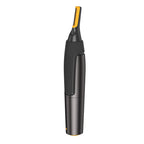 Cordless detail beard trimmer with yellow-lit cutting head, black ergonomic handle