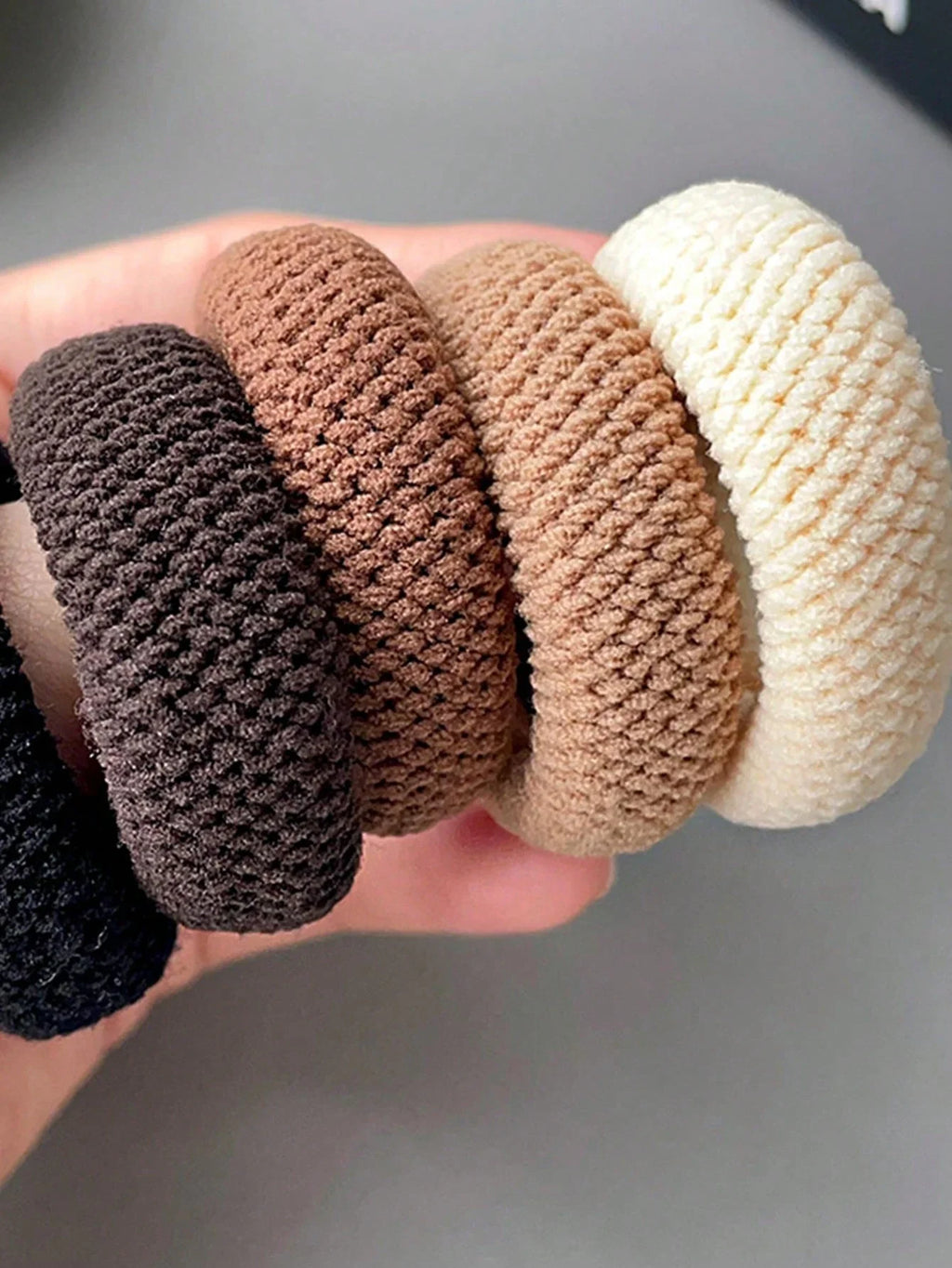 Amore | 5/10 Pack High Elasticity Thickened Hair Scrunchies - Damage-Free No-Crease Soft Cotton Ponytail Holders & Versatile Hair Ties (Mixed Colors)