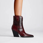 Dôre | Boots For Women | Ankle Height With Block Heel Red