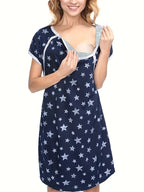Women's 3-in-1 Maternity Labor & Delivery Nightgown - Nursing Breastfeeding Sleep Dress