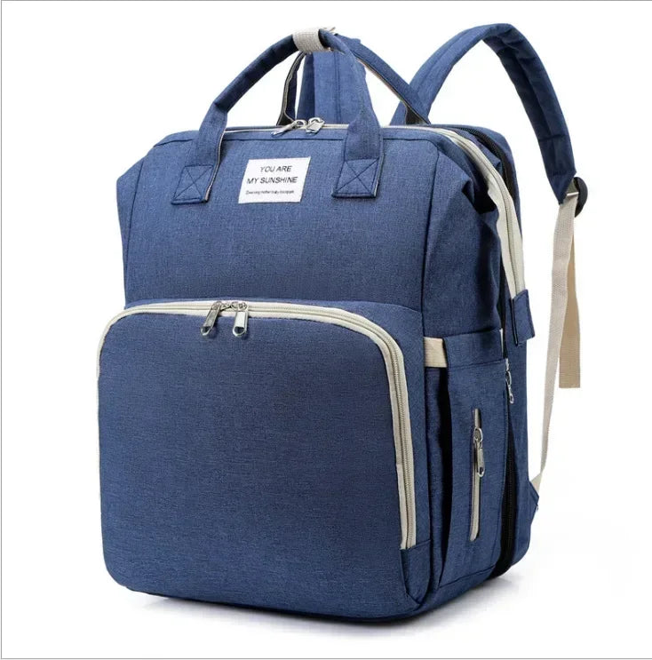 3-in-1 Diaper Bag Backpack with Changing Station - Foldable Baby Bed & Travel Bassinet