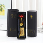 Gold Foil Eternal Rose Flower with Gift Box & Greeting Card - Artificial Forever Rose Decor Gifts for Valentine's Day, Mother's Day & Anniversaries