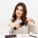 Cordless Hair Straightener Brush with LED Display - Portable USB Rechargeable Ceramic Heated Straightening Comb with Anti-Scald Negative Ionic Technology