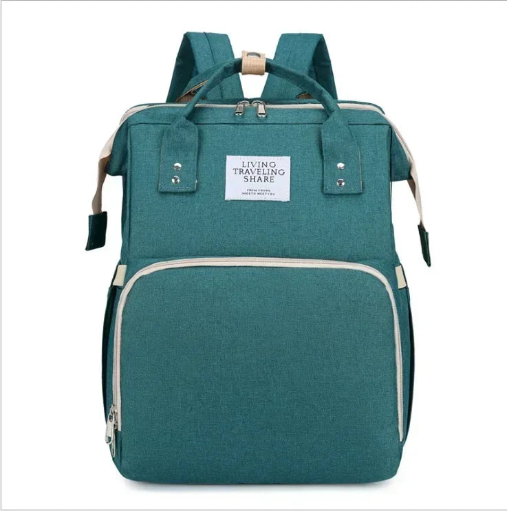 3-in-1 Diaper Bag Backpack with Changing Station - Foldable Baby Bed & Travel Bassinet