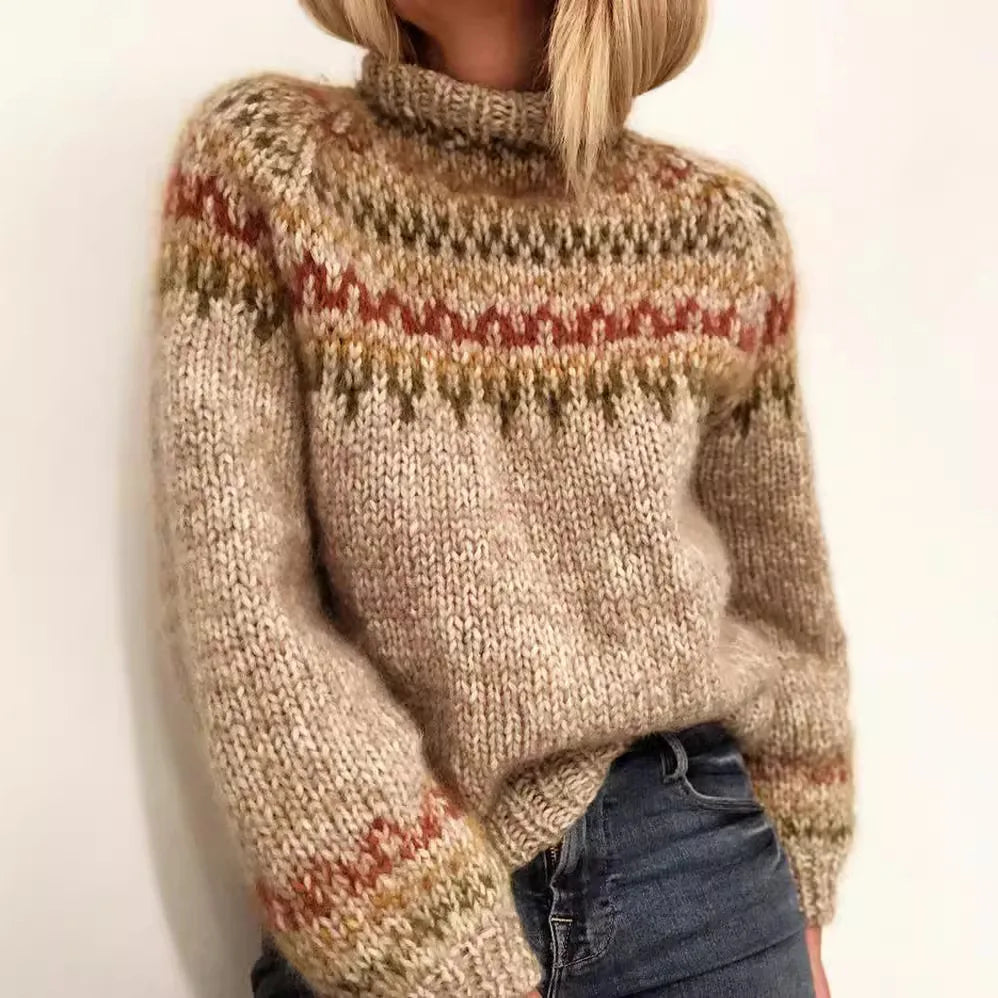 Dôre | Women’s Sweater | Turtleneck Pattern Band