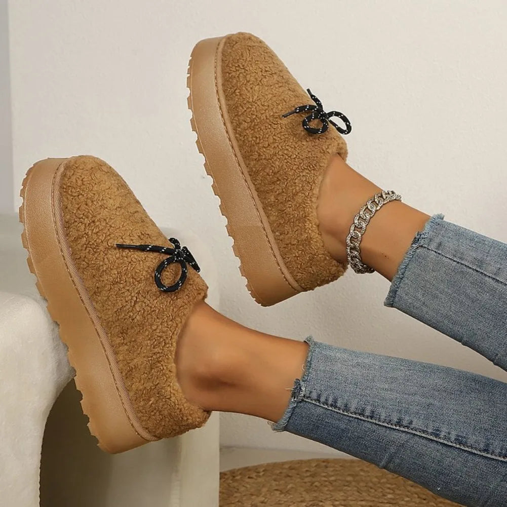 Zahara | Women's Warm Plush Cotton Ankle Boots - Soft Sole Fleece Snow Shoes & Outdoor Slippers