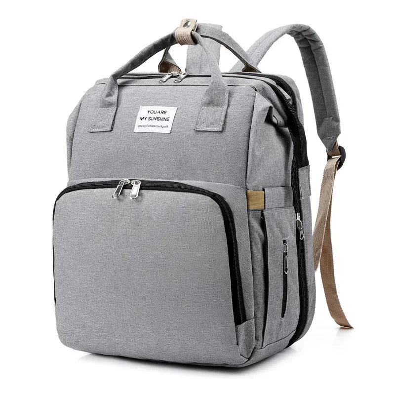 3-in-1 Diaper Bag Backpack with Changing Station - Foldable Baby Bed & Travel Bassinet
