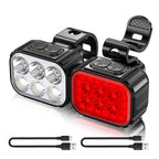 Pro LED Bike Lights Set – Rechargeable Front & Rear Bicycle Lights, 500 Lumen, 8 Modes, USB-C