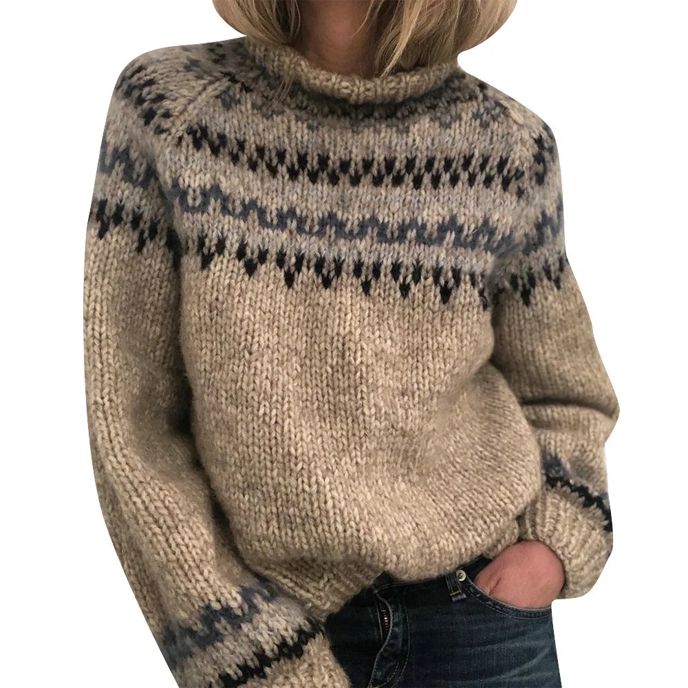 Dôre | Women’s Sweater | Turtleneck Pattern Band