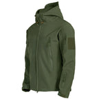 Men's Hooded Softshell Jacket – Tactical Windproof & Waterproof Jacket with Hood, Black, Green or Gray, S–3XL – Nisyros