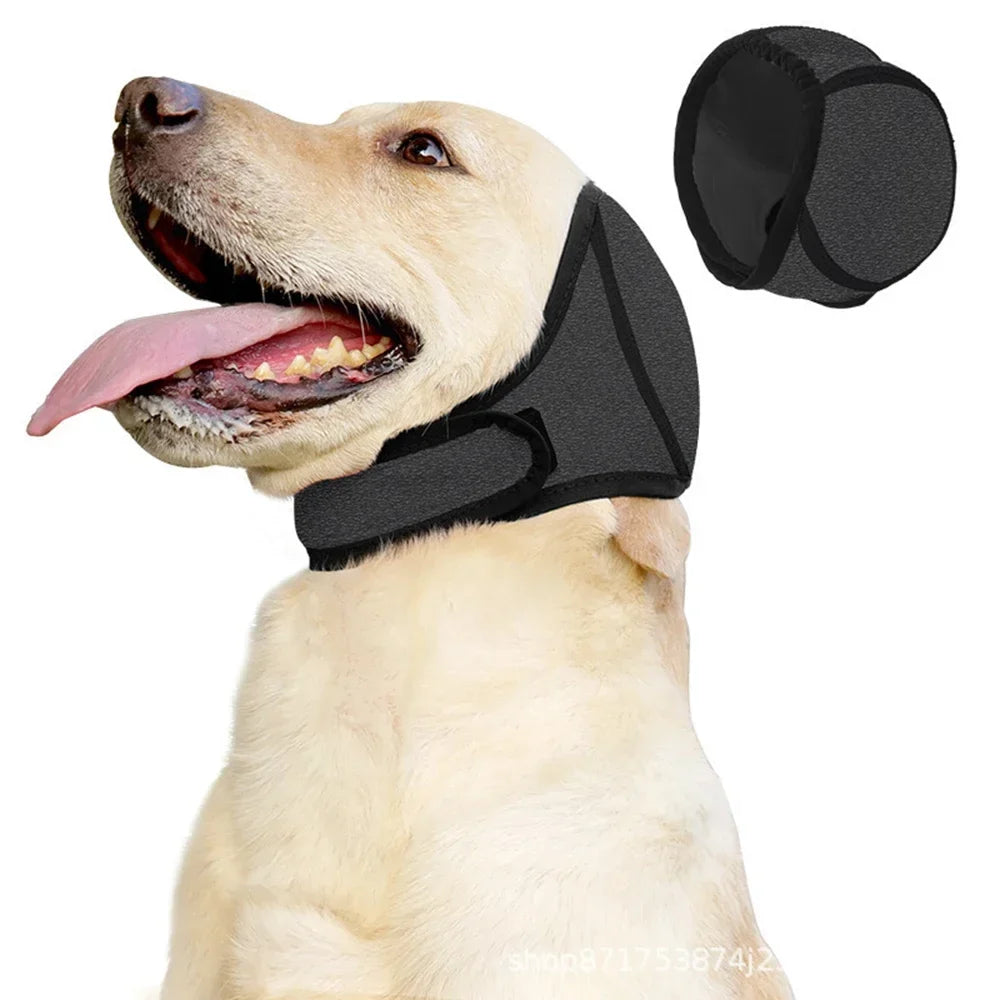 Dog Noise Cancelling Ear Muffs & Waterproof Swimming Cap - Soundproof Anxiety Relief Snood, Calming Pet Headgear for Fireworks, Grooming & Thunder