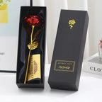 Vergoldete Ewige Rose mit Geschenkbox & Grußkarte – Künstliche Ewige Rose als Deko-Geschenk zum Valentinstag, Muttertag & Jahrestag