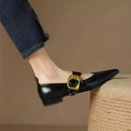 Fioré | Slip On Flats for Women - Pointed Toe Buckle Detail Cushioned Elegant Regular Fit-Women's Flats-Black-4-Camoufit