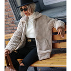 Roque | Women's Zip-Front Textured Jacket - Lightweight Casual Bouclé Bomber & Fall Outerwear