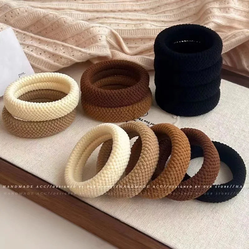 Amore | 5/10 Pack High Elasticity Thickened Hair Scrunchies - Damage-Free No-Crease Soft Cotton Ponytail Holders & Versatile Hair Ties (Mixed Colors)
