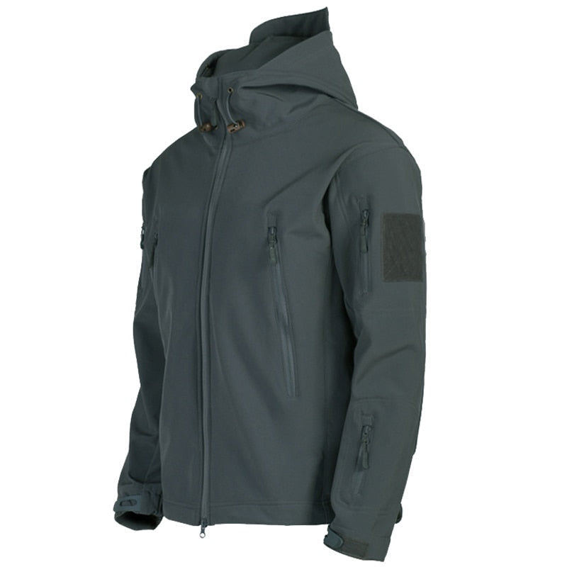 Men's Hooded Softshell Jacket – Tactical Windproof & Waterproof Jacket with Hood, Black, Green or Gray, S–3XL – Nisyros