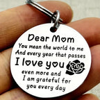 Stainless Steel 'Dear Mom I Love You' Keychain - Engraved Message Keyring, Sentimental Keepsake Gift for Mom on Mother's Day, Birthday & Christmas