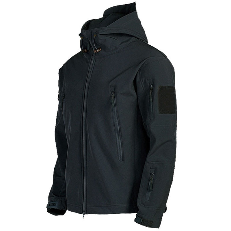 Men's Hooded Softshell Jacket – Tactical Windproof & Waterproof Jacket with Hood, Black, Green or Gray, S–3XL – Nisyros