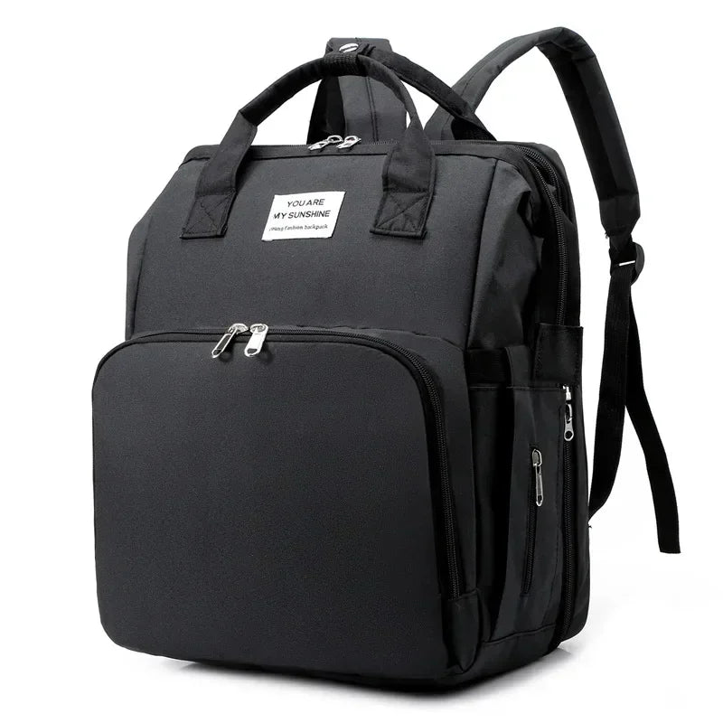 3-in-1 Diaper Bag Backpack with Changing Station - Foldable Baby Bed & Travel Bassinet