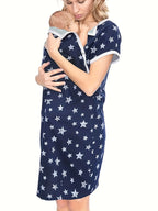 Women's 3-in-1 Maternity Labor & Delivery Nightgown - Nursing Breastfeeding Sleep Dress