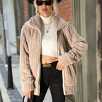 Roque | Women's Zip-Front Textured Jacket - Lightweight Casual Bouclé Bomber & Fall Outerwear