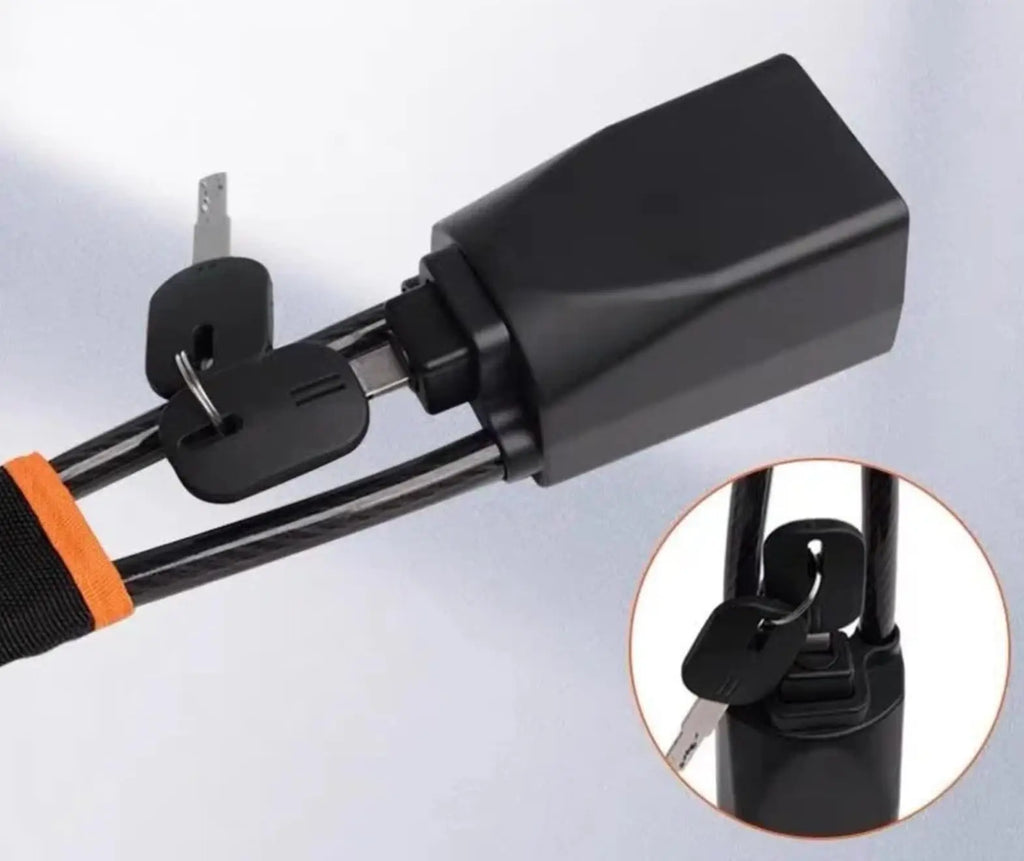Car Steering Wheel Lock with Anti-Theft Steel Cable - Universal Vehicle Safety Device & Seatbelt Buckle Lock for Cars, SUVs, Vans & Trucks