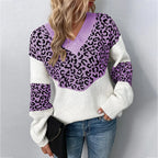 Solis | Women's Contrast Colorblock Sweater - Long Sleeve Knit Pullover with Panels