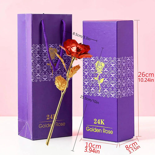 24K Gold Dipped Red Rose Flower with Gift Box - Creative Artificial Forever Rose Keepsake for Mother's Day, Valentine's Day, Anniversary & Birthday