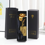 Vergoldete Ewige Rose mit Geschenkbox & Grußkarte – Künstliche Ewige Rose als Deko-Geschenk zum Valentinstag, Muttertag & Jahrestag