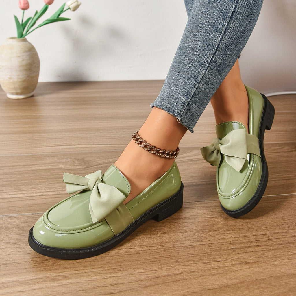 Sélora | Slip On Loafers for Women - Bow Detail Moc Toe Platform Cushioned Elegant Fit-Women's Flats-Brown-4-Camoufit