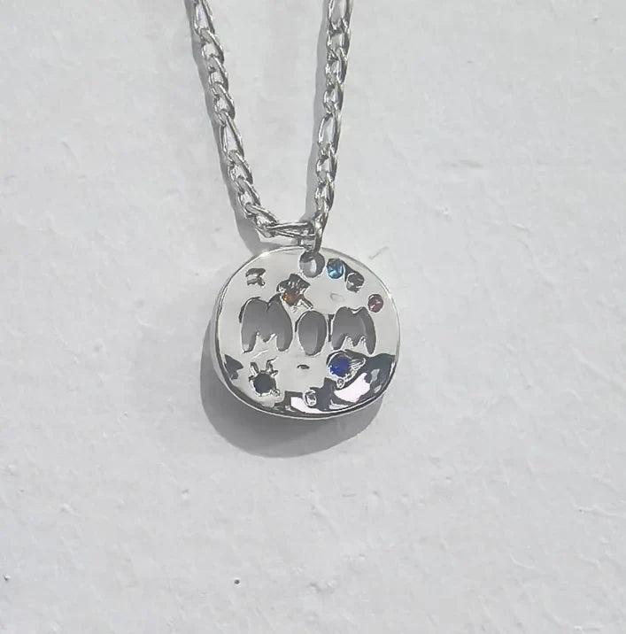 Bersh | Mother's Day MAMA Necklace Gift - Irregular Circular Guardian Pendant in Waterproof Stainless Steel, Dainty Mom Jewelry Gift for Women