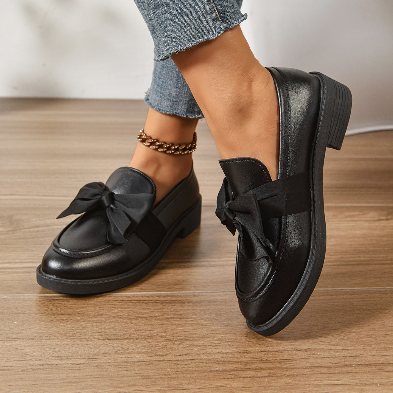 Sélora | Slip On Loafers for Women - Bow Detail Moc Toe Platform Cushioned Elegant Fit-Women's Flats-Brown-4-Camoufit
