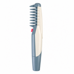 Cordless pet grooming trimmer with cream and blue handle, comb teeth guard