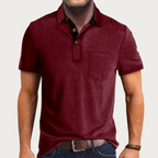Trevio | Polo Shirt for Men - Short Sleeve Three Button Chest Pocket Cotton Regular Summer Fit-Polo Shirt-Maroon-S-Camoufit