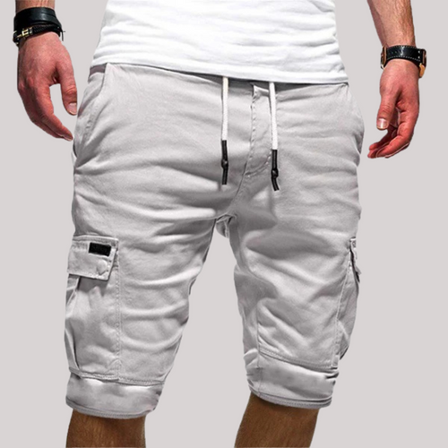 Casaro | Cargo Shorts for Men - Stretchable Drawstring Waist Regular Casual Summer Fit-Men's Shorts-Gray-M-Camoufit