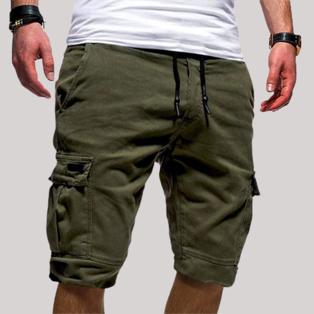 Casaro | Cargo Shorts for Men - Stretchable Drawstring Waist Regular Casual Summer Fit-Men's Shorts-Green-M-Camoufit
