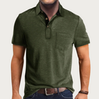 Trevio | Polo Shirt for Men - Short Sleeve Three Button Chest Pocket Cotton Regular Summer Fit-Polo Shirt-Army Green-S-Camoufit